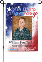 Custom Memorial Flag Personalized Garden Flag for Cemetery in Loving Memory with Photo Name Date Memory Garden Flags For Loss of Loved One Lawn Outdoor Double Sided Yard Flags (Memorial Funeral Flags 3, 28x40(in))