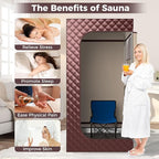 COSTWAY Portable Steam Sauna, Personal Home Sauna Tent w/ 3L Steam Generator, Foldable Chair, Remote Control, 9-Level Adjustable Temperature, Timer, Full-Size Indoor Steam Room for Home Spa (Coffee)