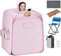 COSTWAY Portable Steam Sauna, Remote Control, 3L Steamer, Foldable Sauna Spa with 9 Temperature and 90 Mins Timer, Atomization, Personal Sauna Hat Tent for Detox Relaxation (Pink)
