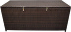 Oakland Living Brown Indoor and Outdoor Balcony Patio Deck Porch Pool 113 Gallon Wicker Storage Box Trunk Bin with Metal Frame