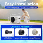 Aquastrong Inverter Swimming Pool Heat Pump, 35,000 BTU 9,000 Gallons Electric Pool Heater for Above Ground and Inground Pool, WiFi Capable Timer, Heating and Cooling Pool Heater 120V