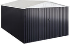 WKM 10x14 Outdoor Storage Shed, Garden Shed with Updated Frame Structure and Lockable Doors, Metal Tool Sheds for Backyard Garden Patio Lawn, White