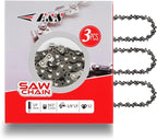 E & S 3 Pack 14 Inch Chainsaw Chain 3/8" LP Pitch .043" Gauge 52 Drive Links Semi-Chisel Chain Saw Chains for Husqvarna, Poulan, Craftsman, Greenworks and More Chainsaw Brands