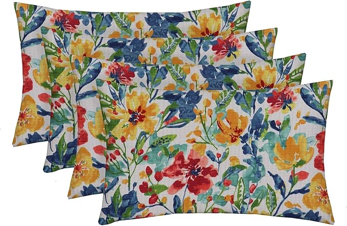 RSH Décor - Jumbo Lumbar Throw Pillows – Set of 4 | 26" x 16" | Outdoor Use – Patio, Lounge, Adirondack, Deck | Water & Fade-Resistant | Includes Down-Alternative Inserts | Oakmont Hightown Festival