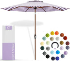 Midtown Umbrellas Wooden 2-9 Feet Outdoor Patio Umbrella, Terylast Purple & White Stripes Fabric, Aluminum Frame For Backyard Umbrella, Deck Umbrella, Garden Umbrella & Pool Umbrella - Wooden Pole