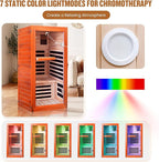 Sauna, Far Infrared Saunas for Home 1 Person Wooden Sauna 1065W/120V Low Emf Dry Sauna Indoor Sauna Room with Tempered Glass Door/Speakers/Air Hole and Colored Lighting - 31.5 * 31.5 * 63 in