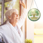 FLAGWIX Christmas Tree of Life Gifts for Women Men - Stained Glass Window Hanging 8 in - Xmas Birthday Gifts for Mom Grandma, Celtic Decor Suncatchers for Windows Hanging, Christmas Decoration