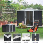 8' x 6' Outdoor Metal Storage Shed Outdoor Shed Galvanized Steel Garden Shed with Sliding Door and Window for Ventilation Storage Sheds House for Backyard Garden