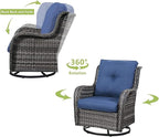 HUMMUH Outdoor Patio Furniture with Fire Pit Table Outdoor Conversation Set PE Wicker Patio Couch Swivel Glider Chairs for Balcony Garden,Lawn,Deck