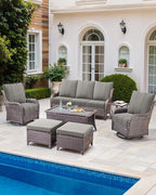 Luxury 24x24x6 Inch Kitty Outdoor Seat Cushions - Set of 2 Water Resistant Patio Chair Comfortable Cushion for Rattan Dining Rocker Glider Chairs Loveseat Couch Sectional Sofa - Grey