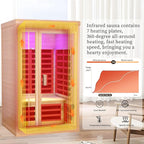 1 to 2 Person Infrared Sauna,Hemlock Wood Low EMF FAR Dry Sauna Indoor Saunas for The Home Remote Control, with Colored Lights 1350W,Room:75.59 * 35.82 * 40Inch