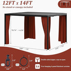 Gazebo Universal Replacement Privacy Curtain,12'×14' Gazebo Outdoor Waterproof Curtains, 4-Panels Sidewall Curtains with Double Zipper for Patio Canopy, Garden and Backyard (Curtain Only)