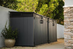 Keter Cortina Mega Ft All-Weather Outdoor Resin Horizontal Storage Shed for Outdoor Yard and Garbage Bin Storage with Lockable Doors, Graphite