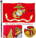 Jayus Embroidered US Marine Corps Military Flags 3x5 Outdoor - 340D Heavy Duty Nylon Double Sided Marine Corps Flag Banner with 2 Grommets