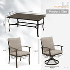 HAPPATIO 7 Piece Patio Dining Set, Aluminum Outdoor Dining Set for 6, Patio Furniture Sets, 2 Swivel Dining Chairs, 4 Dining Chairs, Aluminum Furniture Set for Patio, Yard (Black)