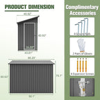 4x8 FT Lean to Metal Shed,Outdoor Storage Shed W/Floor Frame & Reversible Installation,All Weather Waterproof Garden Tool House W/Lockable Door & 2 Air Vents,for Backyard,Patio,Lawn,Gray