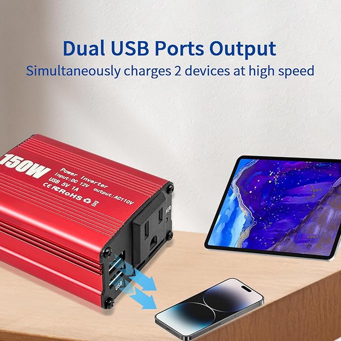 Car Power Inverters 1200W Inverter - 12v DC to 110v AC Converter with AC Outlets USB Type-c Port,Car Power Converter for Truck/Home/Vehicles/Laptop Trip