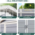 Storage Shed Plastic Outdoor Storage Shed Waterproof Container House with Lockable Door and Transparent Window for Garden, Lawn, Backyard, Patio (6x4FT)