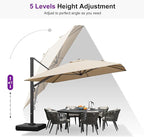 PURPLE LEAF 10' X 13' Rectangle Patio Umbrella Large Outdoor Aluminum Offset Umbrella with 360-degree Rotation Cantilever Umbrella for Garden Deck Backyard Pool, Beige