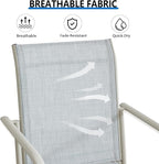 Outdoor Dining Chairs Set of 8, Stackable Patio Chairs with Textilene Fabric, Lightweight Garden Chairs for Poolside, Backyard, Camping, Beige