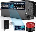 Pure Sine Wave Power Inverter, 3000W 12V DC to 110V/120V AC, Peak 6000W - Remote Control, 4 AC Outlets, Dual USB, LED Display, Terminal Blocks for Truck/RV/Car/Solar