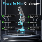 Mini Chainsaw, 6 inch Mini Chainsaw Cordless, Small Hand held Electric Power Chain Saw 2 Battery Powered Operated, Household and Garden for Tree Trimming Wood Cutting, Gifts for Father Husband Men