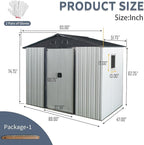 8x4 ft Outdoor Metal Storage Shed with Floor Foundation and Window, Lockable Galvanized Steel Tool Shed with Sliding Door and Air Vent, Waterproof Garden Storage House for Backyard, Patio