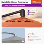 PURPLE LEAF 10FT Cantilever Patio Umbrella with 360-degree Rotation Aluminum Round Outdoor Offset Hanging Umbrella for Patio Pool, Burnt Orange
