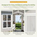 Patiowell 4x8 FT Outdoor Storage Shed with Floor & 2 Windows, Large Plastic Garden Shed with Lockable Door for Backyard, Patio, and Lawn, White (Fit-it Shed)