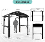 Domi 8x5FT Hardtop Grill Gazebo, Outdoor BBQ Gazebo with 2 Side Shelves and Bottle Opener, Outdoor Grill Canopy with Galvanized Steel Double Roof for Patio Lawn Backyard Deck, Grey
