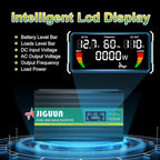 JIGUUN 1500 Watt Pure Sine Wave Power Inverter 12v DC to 110/120v AC Converter 3 AC & USB Output,Power Inverter LCD Display for Home RV Camping Car Truck 3000 Peak