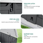 YITAHOME Outdoor Resin Storage Sheds, 39 in Height Lockable Waterproof Horizontal Shed w/o Shelf, Easy to Assemble Shed Storage for Garden Tools, Dark Gray