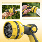Garden Hose Nozzle, Heavy Duty Water Hose High Pressure Sprayer with 10 Watering Patterns, Thumb Control On Off Valve, for Watering outdoor Plants & Lawn, Car & Pet Washing（Yellow）
