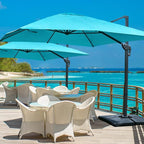 Sunnyglade 10x10Ft Cantilever Patio Umbrella Square Deluxe Offset Umbrella 360°Rotation & Integrated Tilting System Heavy Duty Patio Hanging Umbrella for Market Garden Deck Pool Backyard Patio (Blue)