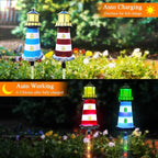 Solar Lighthouse Outdoor Decor (2PACK) Ideal for pathway lighting in gardens, walkways, and patios. Enhances garden, lawn, planter, backyard, and courtyard decor. Nautical-Style Outdoor Solar Lights