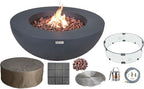 Elementi | Bundle Lunar Gas Fire Pit Cast Concrete 42" Round Fire Table, Outdoor Fire Pit Electronic Ignition | Canvas Cover, Lava Rock Included | Dark Gray (Natural Gas)
