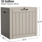 Outdoor Storage Box, Deck Box Waterproof 35 Gallon, Resin Outside Storage, Storage Bin for Package Delivery, Patio Furniture Cushion, Pool Accessories, Weatherproof and UV Resistant, Grey