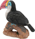 Elenon Toucan on Stump Garden Statue Decorative, Adorable Flower Bed 11 inch High Lifelike Bird Animal Outdoor Decor, Funny Yard Patio Art Sculptures Table Ornament, Red Mouth