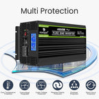 NOVOPAL 4000 Watt Pure Sine Wave Power Inverter DC 24V to AC 110V 120V Rv Inverters with 4 AC Outlets,High Power Terminal-16 ft Remote Control, LCD Display for Truck, Hurricane, Home
