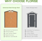 Outdoor Storage Shed, 5x3 Ft Metal Steel Tiny House with Frame Floor & Lockable Door, Vertical Outside Storage Building for Garden, Backyard, Lawn, Patio Utility, Tool Storage