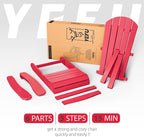 YEFU Adirondack Chairs Set of 6: Plastic Adirondack Chairs - Patio Chairs with Wood Texture - Outdoor Chair HIPS - Lawn Fire Pit Deck Porch Garden Chairs for Adults (Red)