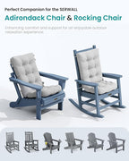 SERWALL HDPE Outdoor Rocking Chair Cushion Set of 4, Memory Foam Cushion Gray
