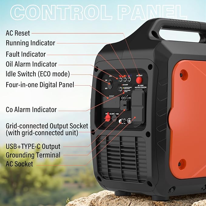 MAXLANDER 2400-Watt Portable Inverter Generators, 120V Quiet Outdoor Generator, Small Generator for Camping Outdoor Emergency Power Backup, Gas Powered Engine, ECO Mode, EPA Compliant