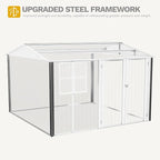 DWVO 10x10ft Large Tool Storage Shed with Window, Lockable Doors, and Sloped Roof, Oversized Steel Outdoor Storage Shed for Garden, Patio, Garage, Backyard, Lawn(Gray + White)