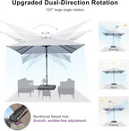 PURPLE LEAF 10' X 10' Swivel Outdoor Patio Aluminum Umbrella with Base Left-right Tilting Cantilever Offset Umbrella with UV Resistant Heavy Duty Fabric for Deck Pool Patio Backyard, Pebble Grey