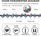 4 Inch Mini Saw Chain .325" Mini-pitch .043 Gauge 26 Drive Link for MAKITA Chainsaw Chain UC100DZ (3 Packs) (94X-6)