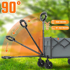 Wagons Carts Foldable, Lightweight Portable Utility Shopping Cart with Wheels, Folding Grocery Wagon Cart for Grocery, Camping, Shopping, Beach, Garden, Sports Grey