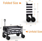 Wagons Carts Foldable with All-Terrain Big Wheels 400 LBS, Heavy Duty Collapsible Utility Wagon Cart, Folding Grocery Cart for Beach, Camping, Sports, Shopping, Garden and Fishing-Black Stripe