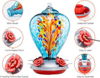 Muse Garden Hummingbird Feeders for Outdoors Hanging, Blown Glass Hummingbird Feeder Gifts for Women, Garden Decor Backyard Decor, Unique Gardening Gifts for Older Women, 34OZ, Comet