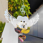 DJUAN Pet Memorial Wind Spinners, Dog Memorial Gifts,Stainless Steel Angel Wings Pet Paw Print,Dogs and Cats Remembrance, Pet Sympathy,Pet Loss Bereavement Gifts